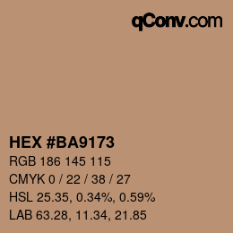 颜色代码: HEX #BA9173 | qconv.com