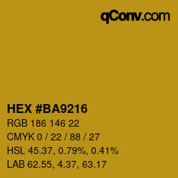 カラーコード: HEX #BA9216 | qconv.com