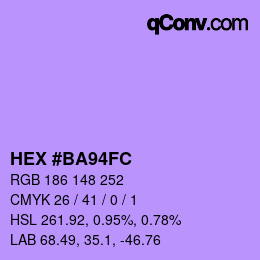 カラーコード: HEX #BA94FC | qconv.com