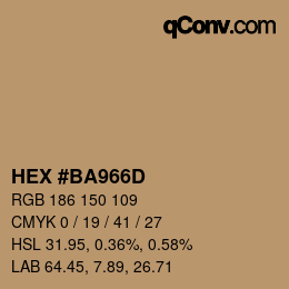 Color code: HEX #BA966D | qconv.com