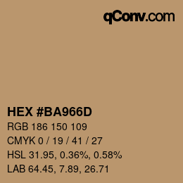 カラーコード: HEX #BA966D | qconv.com