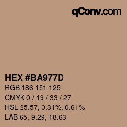 カラーコード: HEX #BA977D | qconv.com
