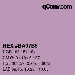 颜色代码: HEX #BA97B5 | qconv.com