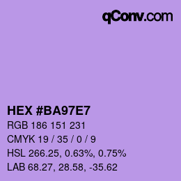 Color code: HEX #BA97E7 | qconv.com