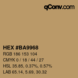 Color code: HEX #BA9968 | qconv.com