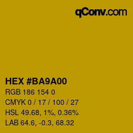 Color code: HEX #BA9A00 | qconv.com