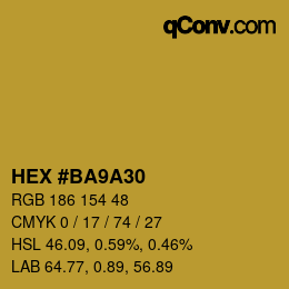 Color code: HEX #BA9A30 | qconv.com