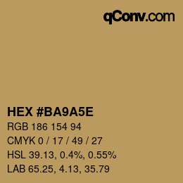 Farbcode: HEX #BA9A5E | qconv.com