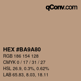 Color code: HEX #BA9A80 | qconv.com