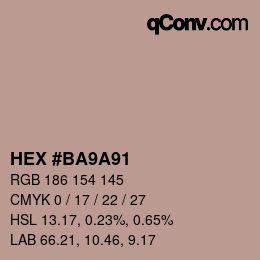 Color code: HEX #BA9A91 | qconv.com