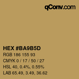 Color code: HEX #BA9B5D | qconv.com