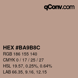 Color code: HEX #BA9B8C | qconv.com