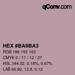 颜色代码: HEX #BA9BA3 | qconv.com