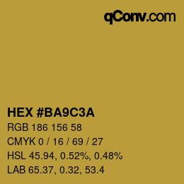 Código de color: HEX #BA9C3A | qconv.com