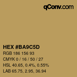 Color code: HEX #BA9C5D | qconv.com