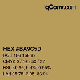 Color code: HEX #BA9C5D | qconv.com