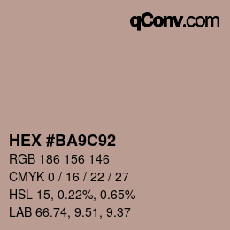 Color code: HEX #BA9C92 | qconv.com