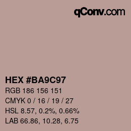 Farbcode: HEX #BA9C97 | qconv.com