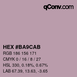 Color code: HEX #BA9CAB | qconv.com