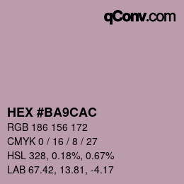 Color code: HEX #BA9CAC | qconv.com