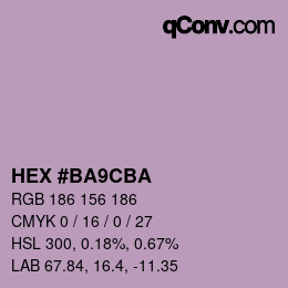 Color code: HEX #BA9CBA | qconv.com