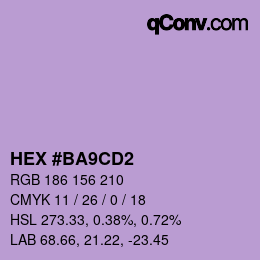 カラーコード: HEX #BA9CD2 | qconv.com