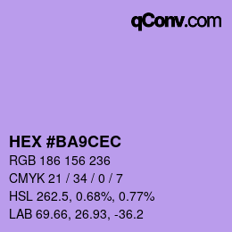 Color code: HEX #BA9CEC | qconv.com