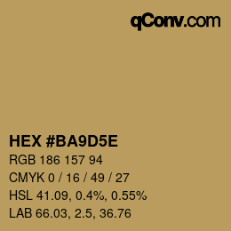 Farbcode: HEX #BA9D5E | qconv.com