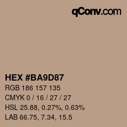 Color code: HEX #BA9D87 | qconv.com