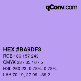 Color code: HEX #BA9DF3 | qconv.com