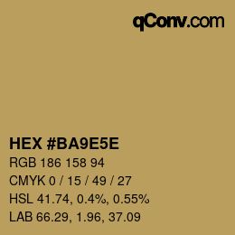 カラーコード: HEX #BA9E5E | qconv.com