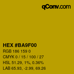 Color code: HEX #BA9F00 | qconv.com