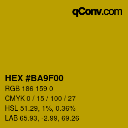 颜色代码: HEX #BA9F00 | qconv.com