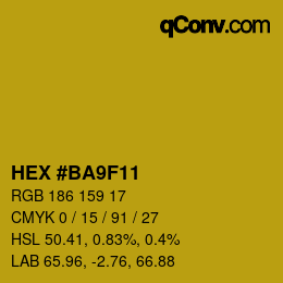 Color code: HEX #BA9F11 | qconv.com