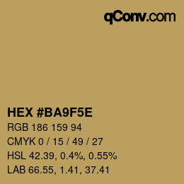 Color code: HEX #BA9F5E | qconv.com