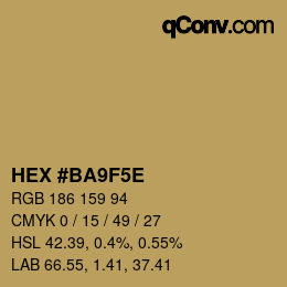 Code couleur: HEX #BA9F5E | qconv.com