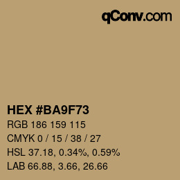 颜色代码: HEX #BA9F73 | qconv.com