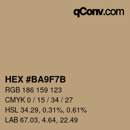 カラーコード: HEX #BA9F7B | qconv.com
