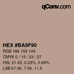 Color code: HEX #BA9F90 | qconv.com