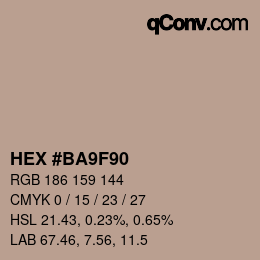 カラーコード: HEX #BA9F90 | qconv.com