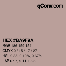 Color code: HEX #BA9F9A | qconv.com