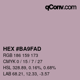 Color code: HEX #BA9FAD | qconv.com