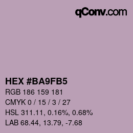 Color code: HEX #BA9FB5 | qconv.com