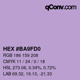 カラーコード: HEX #BA9FD0 | qconv.com