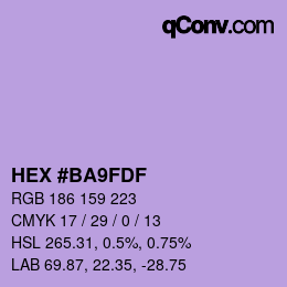 Farbcode: HEX #BA9FDF | qconv.com