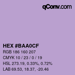Color code: HEX #BAA0CF | qconv.com