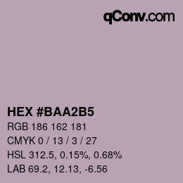 颜色代码: HEX #BAA2B5 | qconv.com