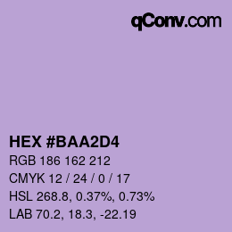 Color code: HEX #BAA2D4 | qconv.com