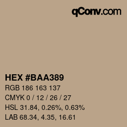 颜色代码: HEX #BAA389 | qconv.com