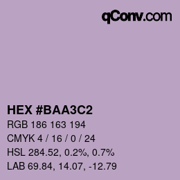 颜色代码: HEX #BAA3C2 | qconv.com